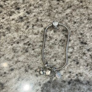 Pandora Sterling Silver 925 snake chain Charm Bracelet + 5 charms